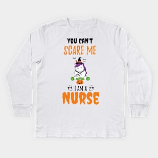 Halloween Unicorn You Can't Scare Me I Am a Nurse / Funny Nurse Fall Autumn Saying Kids Long Sleeve T-Shirt